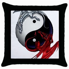 Yin And Yang Chinese Dragon Throw Pillow Case (black) by Sudhe