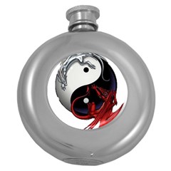 Yin And Yang Chinese Dragon Round Hip Flask (5 Oz) by Sudhe