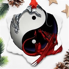 Yin And Yang Chinese Dragon Snowflake Ornament (two Sides) by Sudhe