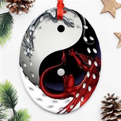 Yin And Yang Chinese Dragon Ornament (oval Filigree) by Sudhe