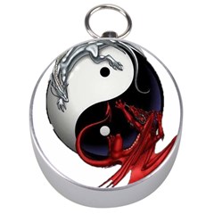 Yin And Yang Chinese Dragon Silver Compasses by Sudhe