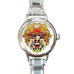 Bali Barong Mask Euclidean Vector Chiefs Face Round Italian Charm Watch by Sudhe