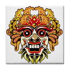 Bali Barong Mask Euclidean Vector Chiefs Face Tile Coasters by Sudhe