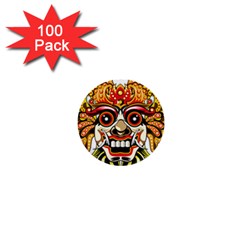 Bali Barong Mask Euclidean Vector Chiefs Face 1  Mini Buttons (100 Pack)  by Sudhe