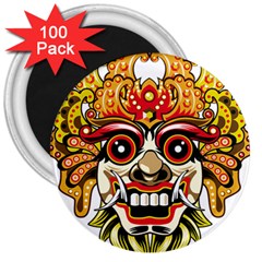 Bali Barong Mask Euclidean Vector Chiefs Face 3  Magnets (100 Pack) by Sudhe