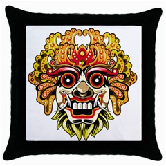 Bali Barong Mask Euclidean Vector Chiefs Face Throw Pillow Case (black) by Sudhe