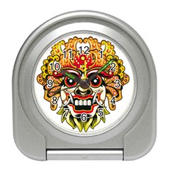 Bali Barong Mask Euclidean Vector Chiefs Face Travel Alarm Clock by Sudhe