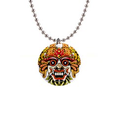 Bali Barong Mask Euclidean Vector Chiefs Face 1  Button Necklace by Sudhe