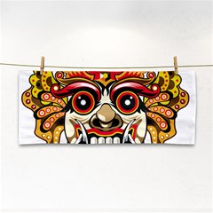 Bali Barong Mask Euclidean Vector Chiefs Face Hand Towel by Sudhe