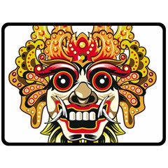 Bali Barong Mask Euclidean Vector Chiefs Face Fleece Blanket (large)  by Sudhe