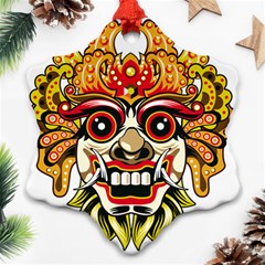 Bali Barong Mask Euclidean Vector Chiefs Face Snowflake Ornament (two Sides) by Sudhe