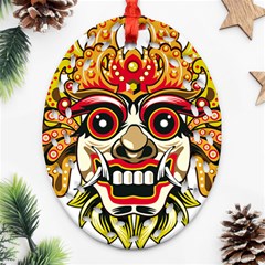 Bali Barong Mask Euclidean Vector Chiefs Face Oval Filigree Ornament (two Sides) by Sudhe