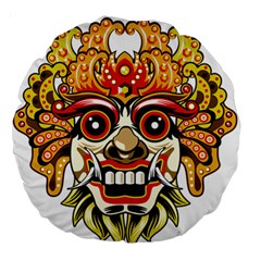 Bali Barong Mask Euclidean Vector Chiefs Face Large 18  Premium Round Cushions by Sudhe