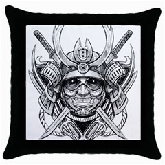 Drawing Samurai Tattoo Sketch Japanese Samurai Throw Pillow Case (Black)