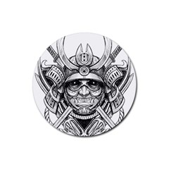 Drawing Samurai Tattoo Sketch Japanese Samurai Rubber Coaster (Round) 