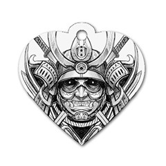 Drawing Samurai Tattoo Sketch Japanese Samurai Dog Tag Heart (Two Sides)