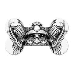 Drawing Samurai Tattoo Sketch Japanese Samurai Dog Tag Bone (One Side)