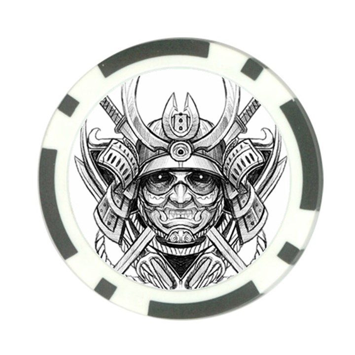 Drawing Samurai Tattoo Sketch Japanese Samurai Poker Chip Card Guard