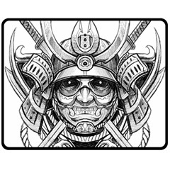 Drawing Samurai Tattoo Sketch Japanese Samurai Fleece Blanket (Medium) 