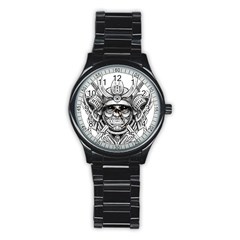 Drawing Samurai Tattoo Sketch Japanese Samurai Stainless Steel Round Watch