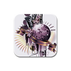 Nightclub Disco Ball Dj Dance Speaker Rubber Square Coaster (4 Pack)  by Sudhe