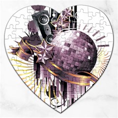 Nightclub Disco Ball Dj Dance Speaker Jigsaw Puzzle (heart) by Sudhe