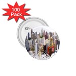 Hong Kong Skyline Watercolor Painting Poster 1.75  Buttons (100 pack)  Front