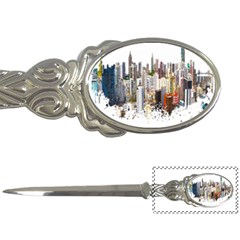 Hong Kong Skyline Watercolor Painting Poster Letter Opener by Sudhe