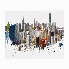 Hong Kong Skyline Watercolor Painting Poster Small Glasses Cloth by Sudhe