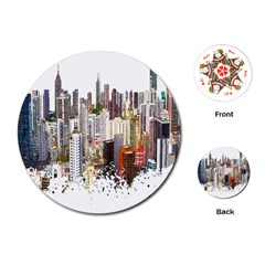 Hong Kong Skyline Watercolor Painting Poster Playing Cards (round) by Sudhe