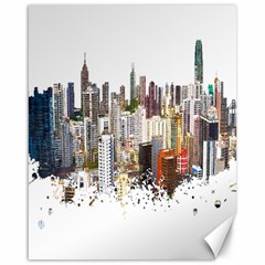 Hong Kong Skyline Watercolor Painting Poster Canvas 16  X 20  by Sudhe