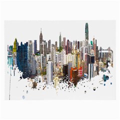 Hong Kong Skyline Watercolor Painting Poster Large Glasses Cloth (2-side) by Sudhe