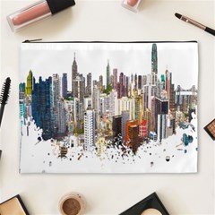 Hong Kong Skyline Watercolor Painting Poster Cosmetic Bag (xl) by Sudhe