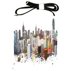 Hong Kong Skyline Watercolor Painting Poster Shoulder Sling Bag by Sudhe