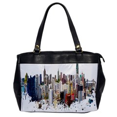 Hong Kong Skyline Watercolor Painting Poster Oversize Office Handbag by Sudhe