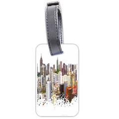 Hong Kong Skyline Watercolor Painting Poster Luggage Tags (one Side)  by Sudhe