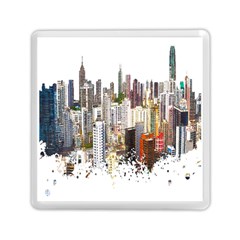 Hong Kong Skyline Watercolor Painting Poster Memory Card Reader (square) by Sudhe