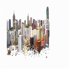 Hong Kong Skyline Watercolor Painting Poster Large Garden Flag (two Sides) by Sudhe