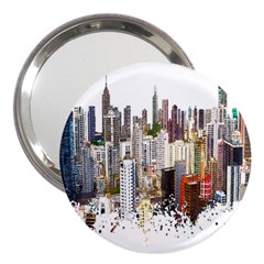 Hong Kong Skyline Watercolor Painting Poster 3  Handbag Mirrors by Sudhe