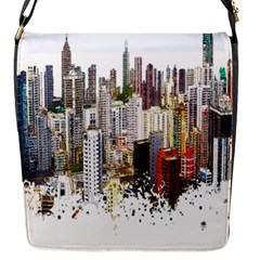 Hong Kong Skyline Watercolor Painting Poster Flap Closure Messenger Bag (s) by Sudhe