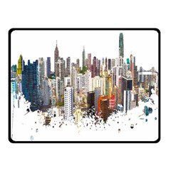 Hong Kong Skyline Watercolor Painting Poster Double Sided Fleece Blanket (small)  by Sudhe