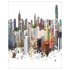 Hong Kong Skyline Watercolor Painting Poster Drawstring Bag (small) by Sudhe