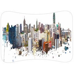 Hong Kong Skyline Watercolor Painting Poster Velour Seat Head Rest Cushion