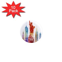 New York City Poster Watercolor Painting Illustrat 1  Mini Magnet (10 Pack)  by Sudhe