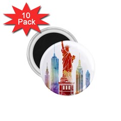 New York City Poster Watercolor Painting Illustrat 1 75  Magnets (10 Pack)  by Sudhe