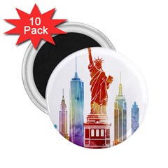 New York City Poster Watercolor Painting Illustrat 2 25  Magnets (10 Pack)  by Sudhe