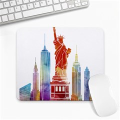 New York City Poster Watercolor Painting Illustrat Large Mousepads by Sudhe