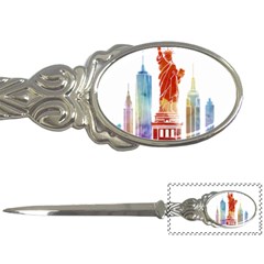 New York City Poster Watercolor Painting Illustrat Letter Opener by Sudhe