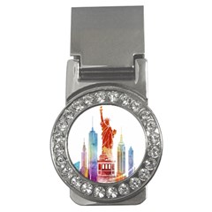 New York City Poster Watercolor Painting Illustrat Money Clips (cz)  by Sudhe