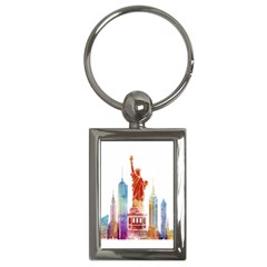 New York City Poster Watercolor Painting Illustrat Key Chains (rectangle)  by Sudhe